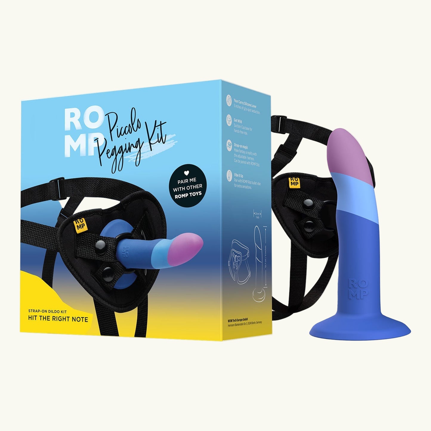 ROMP - Piccolo Hit The Right Note 5.5-inch Pegging Kit with Dildo and Harness